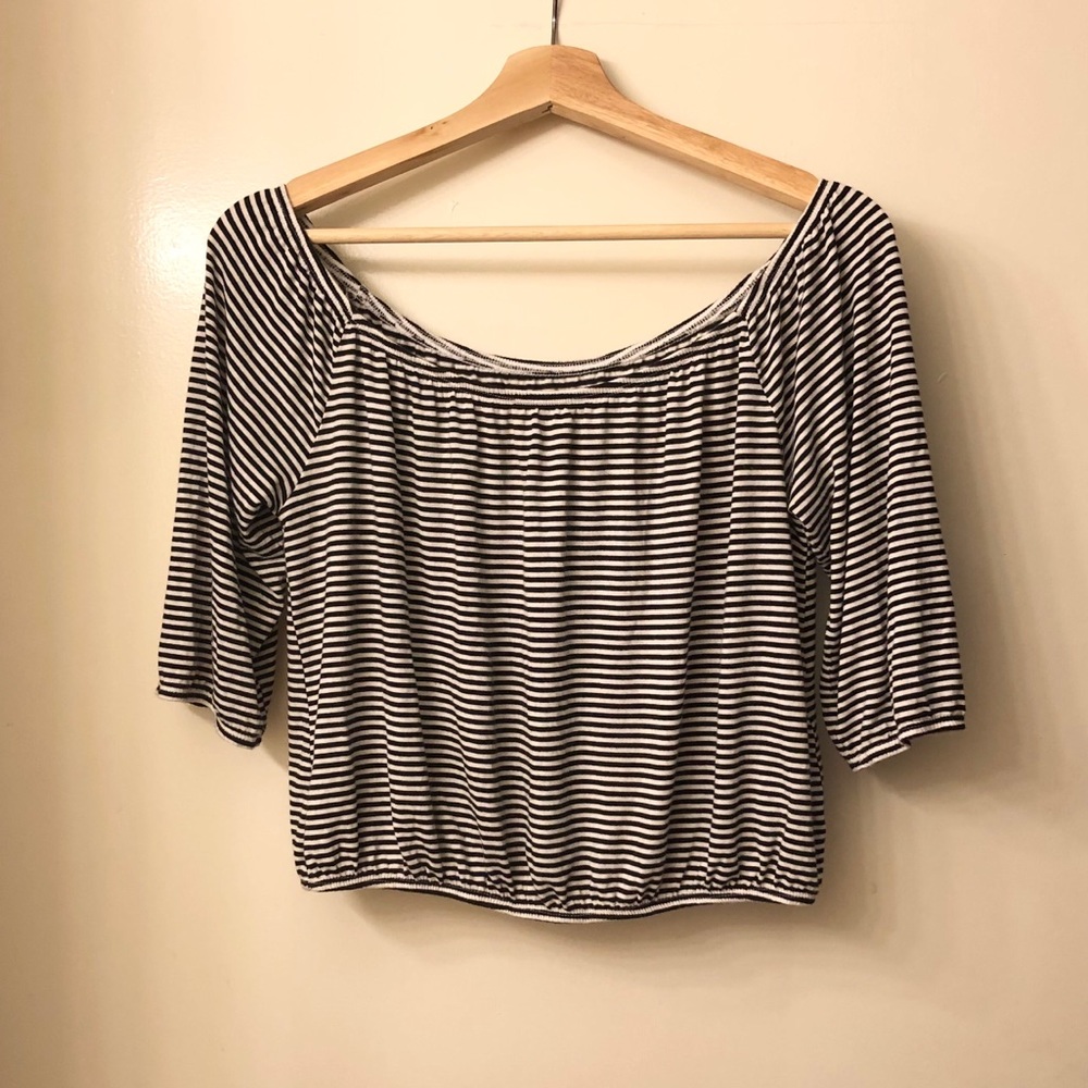 Hollister Black & White Stripped Crop Top